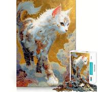 Ornate Cat in Golden Cloudscape Jigsaw Puzzles for Adults 1000 Piece Mind Puzzle Slow Enjoy Image Assembly Perfect Present (38x26cm)