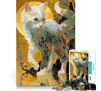 Ornate Cat in Golden Landscape Hard Jigsaw Puzzle for Adults 1000 Pieces Smart Game Home Enjoy Image Assembly Festive Gift (50x75cm)