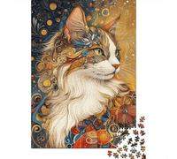 Ornate Cat Portrait 1000 Piece Thick Cardboard Diy Jigsaw Puzzle Family Lovers Fun Challenge Beautiful Decoration 38x26cm/1000pcs