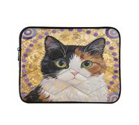 Ornate Cat Portrait Golden 13” Quilted Laptop Sleeve Case Soft Notebook Protector Bag Computer Carrying Case
