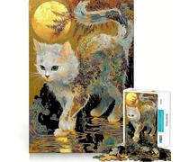 Ornate Cat Under Moonlight Jigsaw Puzzle for Teenagers 1000 Pieces Intellect Toy Calm Escape Quality Cut Seasonal Gift (38x52cm)
