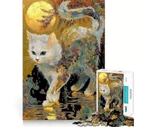Ornate Cat Under Moonlight Jigsaw Puzzles for Adults1000 Pieces Strong Logic Toy Tension Relief Clear Edge Premium Gift (50x75cm)