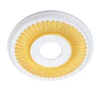 Ornate Ceiling Medallion Trim for Chandelier and Ceiling Fan Bases | Golden PU Finish, 13.2 Inch Outer Diameter, 3.4 Inch Inner Opening, Lightweight Snap-In Fitting