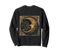 Ornate Celestial Moon Face Astrology Art Sweatshirt