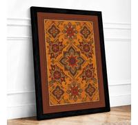 Ornate Eastern Tapestry Eclectic Framed Wall Art Print A4 (29.7×21cm) Black, Wall Decor for Living Room, Bedroom, Office & Home, Ready to Hang, Art Gift