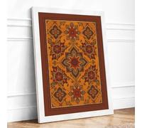 Ornate Eastern Tapestry Eclectic Framed Wall Art Print A4 (29.7×21cm) White, Wall Decor for Living Room, Bedroom, Office & Home, Ready to Hang, Art Gift