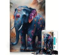 Ornate Elephant Painting 1000 Piece Jigsaw Puzzles for Teenagers Jigsaw Mind Game Toy Home Enjoy Neat Cut Perfect Present (38x26cm)