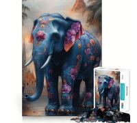 Ornate Elephant Painting Jigsaw Puzzles for Adults1000 Pieces Strengthen Memory Home Pastime Clean Edge Elegant Gift (38x52cm)