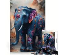 Ornate Elephant Painting Jigsaw Puzzles for Adults1000 Pieces Strengthen Memory Home Pastime Clean Edge Elegant Gift (38x52cm)