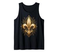 Ornate Fleur De Lis Art Deco Heraldic French Emblem Motif Tank Top