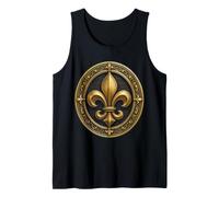 Ornate Fleur-De-Lis Medallion with Classic Vintage Filigree Tank Top