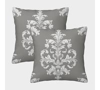 Ornate Floral Design-Classic Damask Pattern Style Pillow Covers 2 Pack Cozy Pillowcases Art Cushion Case with Invisible Zipper Decor Sofa for Living Room Bedroom 45x45cm