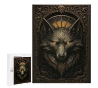Ornate Fox Head - Gothic Elegance Fantasy Poster Wooden Brain Teaser for Adults, 500 PCS - New Year Decoration, with A Decorative Finished Picture