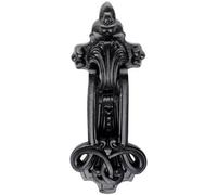Loops Ornate Front Door Knocker - 165mm Fixing Centres - 210 x 85mm - Black Antique | External Door Knocker - Front Door Furniture - Ornate Porch Heavy Knocker