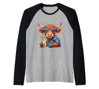 Ornate Geometric Wildlife Art Raglan Baseball Tee