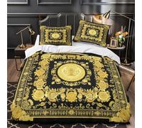Ornate Gold Frame Comforter Cover 3D Design Printed Durable 3 Pcs Bedding Set Zipper Baroque Decorative Duvet Cover Luxury Machine Washable for Kids Girls Boys Adults Women Teens Double（200x200cm）