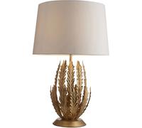Ornate Gold Table Lamp Light & Ivory Cotton Fabric Shade Decorative Leaf Design Loops Multi One Size