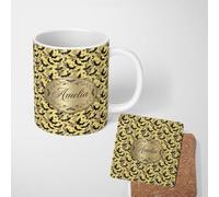 Ornate Gothic Bats with Ceramic Mug Large Handle Personalised Custom Name | 11oz Printed Design, Multiple Options, Everyday Drinkware, Vibrant Colour Print, Gift
