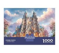 Ornate Gothic Cathedral Decorative 1000 Pieces Jigsaw Puzzle, Fairy-tale Scene Educational Challenge Game for Adults Age 14+ 70x50cm/1000pcs