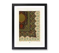 Ornate Indo Persian Pattern By Albert Racinet Vintage Framed Print | A2 Black Framed Wall Art | Ready to Hang | Classic Fantasy Picture | Living Room Bedroom Lounge Office