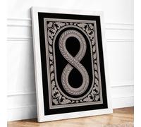 Ornate Infinity Symbol Art Deco Framed Wall Art Print A4 (29.7×21cm) White, Wall Decor for Living Room, Bedroom, Office & Home, Ready to Hang, Art Gift