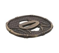 Ornate Japanese Guard Replacement Part with Bamboo Leaf Motif | Metal Fitting, 7.30x7.10x0.50cm Size, Stable Installation, Quick Replacement for Collectors