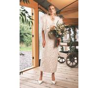 Ornate Lace and Twill Column Maxi Wedding Dress Coast Ivory 16