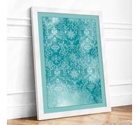 Ornate Lace Gradient Vintage Framed Wall Art Print A4 (29.7×21cm) White, Wall Decor for Living Room, Bedroom, Office & Home, Ready to Hang, Art Gift