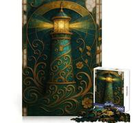 Ornate Lighthouse Stained Glass Illustration Jigsaw Puzzles 1000 Pieces for Teenagers Brain Skill Family Joy Exact Edge Memorable Gift (50x75cm)
