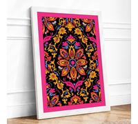 Ornate Mandala Bloom Maximalist Framed Wall Art Print A2 (59.4×42cm) White, Wall Decor for Living Room, Bedroom, Office & Home, Ready to Hang, Art Gift