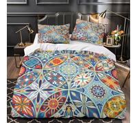 Ornate mosaic design 3D Print 3 Piece Set Bed Cover Bohemian pattern art Duvet Cover 3D Printed Plush Microfiber Invisible Zipper for Kids Teens Men Women King（220x240cm）