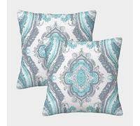 Ornate Pattern-Bohemian Decorative Style Pillow Covers 2 Pack Cozy Pillowcases Art Cushion Case with Invisible Zipper Decorative Sofa for Living Room Bedroom 45x45cm