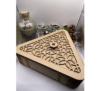 Ornate Patterned Triangle Shaped Large Storage Box - 3D Ornate Mdf Box with Lid Kit, or Craft Project