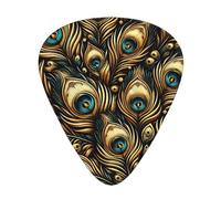 Ornate-Peacock-Feather 12 Pack Guitar Picks With 3 Thicknesses And Storage Box, Abs Plectrums For Electric Bass Guitar Players