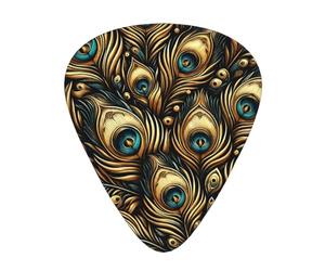 Ornate-Peacock-Feather 12 Pack Guitar Picks With 3 Thicknesses And Storage Box, Abs Plectrums For Electric Bass Guitar Players