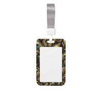 Ornate-Peacock-Feather Abs Vertical Id Badge Holder, Name Badge with Clear Scanning Film