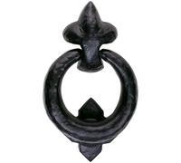 Ornate Ring Door Kncoker Strike Plate Included 85.5mm Ring Black Antique
