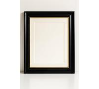 Ornate Shabby Chic Picture Frame Black with Gold Trim & Mount Vintage Style Wall Frame, Ivory, 10x8" in 14x11" frame