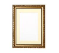 Ornate Shabby Chic Picture/Photo/Poster frame - With an MDF backing board - Gold Frame with Ivory Mount- 12"x10" for 10"x8 " picture - moscp-gldivory-12-10-2