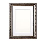 Ornate Shabby Chic Picture/Photo/Poster frame - With an MDF backing board - Gun Metal Frame with White Mount- A4 for 9"x6 " picture