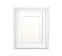 Ornate Shabby Chic Picture/Photo/Poster frame - With an MDF backing board - White Frame with White Mount- A2 for A3 picture
