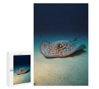 Ornate Stingray on Sandy Ocean Floor, 1000 PCS Adult Wooden Jigsaw, New Year Gift; for Shared Table Time