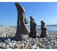 Ornate stone Easter Island Head (moai) ornaments figurines set of 3