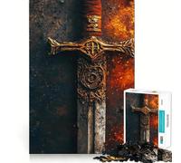 Ornate Sword on Fire 1000 Pieces Jigsaw Puzzles for Adults Brain Challenge Toy Indoor Play Precise Cut Fine Art Piece (50x75cm)