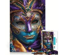 Ornate Venetian Carnival Mask Close-Up 1000 Piece Jigsaw Puzzles for Teenagers Jigsaw Memory Lift Light Relax Image Assembly (38x52cm)