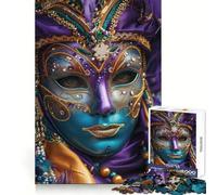 Ornate Venetian Carnival Mask Close-Up Hard Jigsaw Puzzle for Adults 1000 Pieces Memory Lift Easy Leisure Image Assembly Artistic Gift (50x75cm)