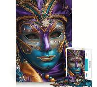Ornate Venetian Carnival Mask Close-Up Hard Jigsaw Puzzle for Adults 1000 Pieces Memory Lift Easy Leisure Image Assembly Artistic Gift (50x75cm)