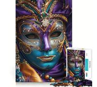 Ornate Venetian Carnival Mask Close-Up Jigsaw Puzzle 1000 Piece for Adults Brain Challenge Toy Leisure Time Clear Cut Amazing Present (38x26cm)