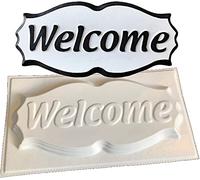 Ornate Welcome Sign Mould for Plaster or Concrete Casting, White