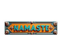 Ornate With Teal Text And Decorative Stars Tin Sign Retro Metal Sign for Cafe Bar Pub Home Game Room Gym Club Wall Decoration Vintage Metal Poster 4x16 Inch